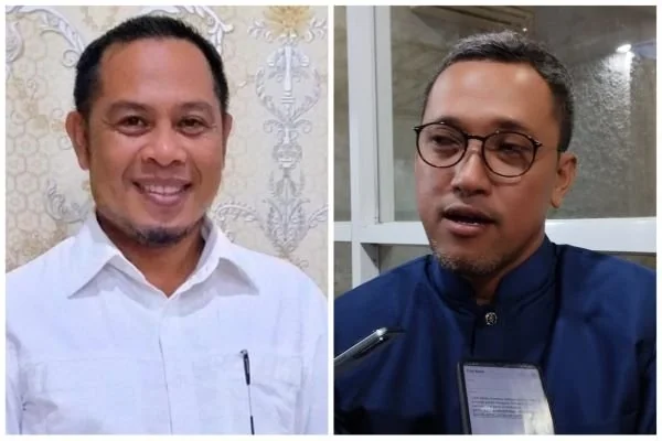 Ketua DPD Partai NasDem Jeneponto, Paris Yasir dan Ketua DPC Partai Keadilan Sejahtera (PKS) Jeneponto, Andi Tahal Fasni.