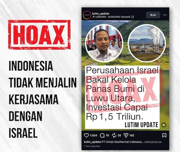 Tangkapan layar hoax terkait isu investasi perusahaan ISrael di Luwu Utara (dok. Ist)