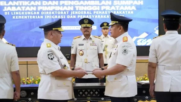 Hernowo Sugiastanto resmi menjabat Kepala Kanwil Ditjenpas Sulawesi Selatan setelah dilantik menggantikan Mulyadi (Dok: Ist)