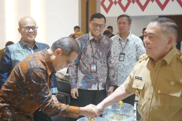 Wagub Sulbar Salim S Mengga saat bertemu OJK, LPS, serta jajaran pemerintah daerah Sulbar dan perwakilan 6 kabupaten (Dok : Ist).
