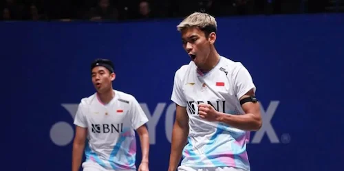 Bagas Maulana dan Muhammad Shohibul Fikri, ganda putra Indonesia unggulan pertama, berhasil meraih tempat di babak final turnamen Swiss Open 2024 (Foto : INT).