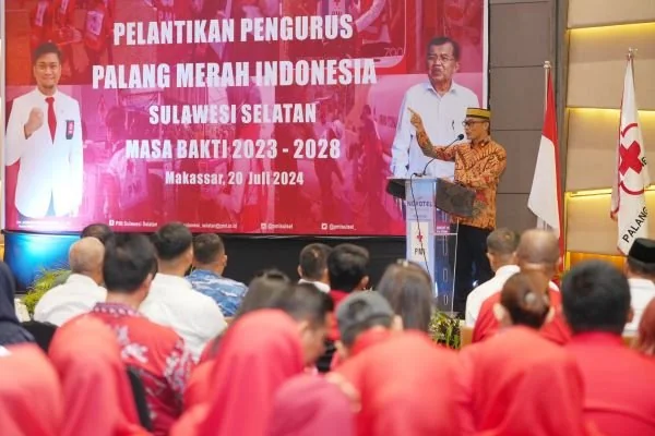 Pj Gubernur Sulsel, Prof Zudan Arif Fakrulloh saat pelantikan ketua PMI Sulsel (Dok : Nofi KabarMakassar).