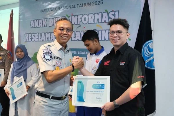 Asmo Sulsel terima penghargaan dari Jasa Raharja atas komitmen edukasi keselamatan lalu lintas (Dok: Ist)