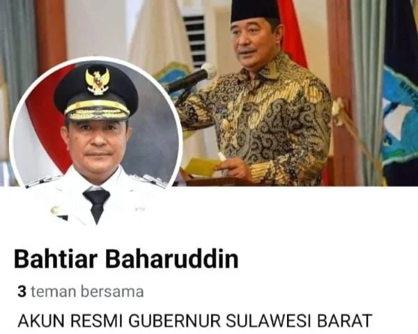 Akun Palsu Facebook Pj Gubernur Sulbar yang beredar (Dok : Ist).