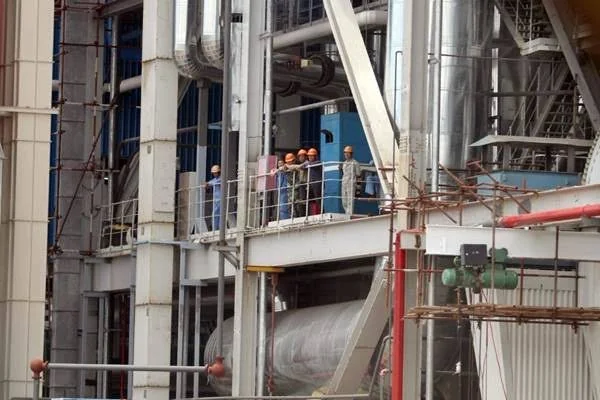 Sejumlah pekerja asing saat bekerja di PLTU Punagayya.