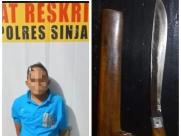 Terduga pelaku yang meresahkan warga dengan membawa senjata tajam jenis badik (Dok : Ist).