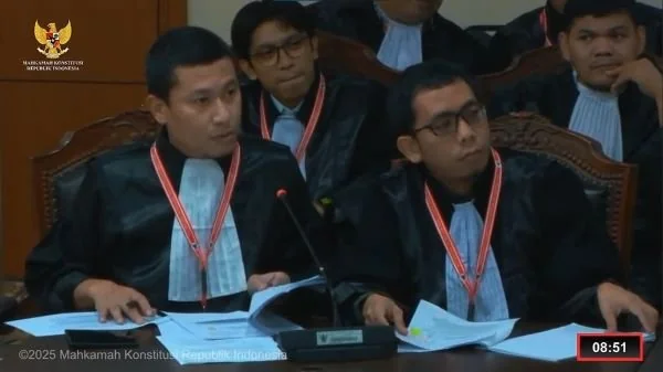 Kuasa hukum Pemohon, Eko Saputra dalam sidang PHPU Bupati Jeneponto di Mahkamah Konstitusi (Dok : Ist)