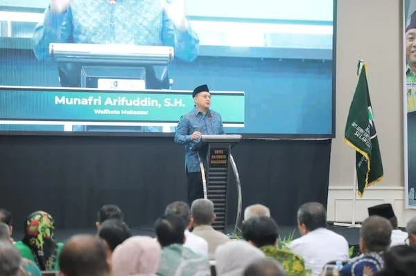 Wali Kota Munafri saat Sambutan di Silaturahmi Regional KAHMI se-Sulawesi di Makassar, (Dok: Ist).