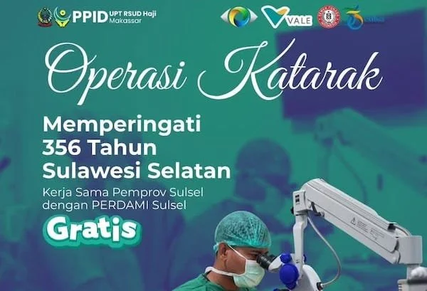 UPT RSUD Haji Makassar akan melaksanakan kegiatan Operasi Katarak Gratis, bekerja sama dengan PERDAMI Sulsel