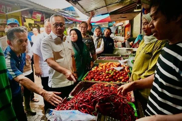Menteri Koordinator Bidang Pangan, Zulkifli Hasan, saat memantau harga di Pasar Pabaeng-Baeng (dok. Ist)