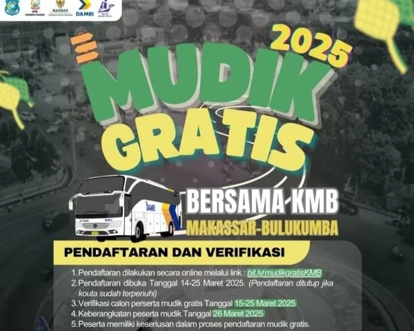 program mudik gratis Idul Fitri 1446 H bagi masyarakat dan mahasiswa Bulukumba yang ada di Makassar (Dok : Ist).