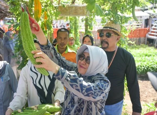 Ketua TP PKK Kota Makassar, Indira Yusuf Ismail, saat melakukan kunjungan lorong wisata (Dok : Ist).