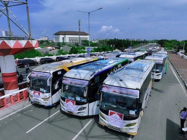 Deretan bus mudik gratis Sulsel (dok. Ist)