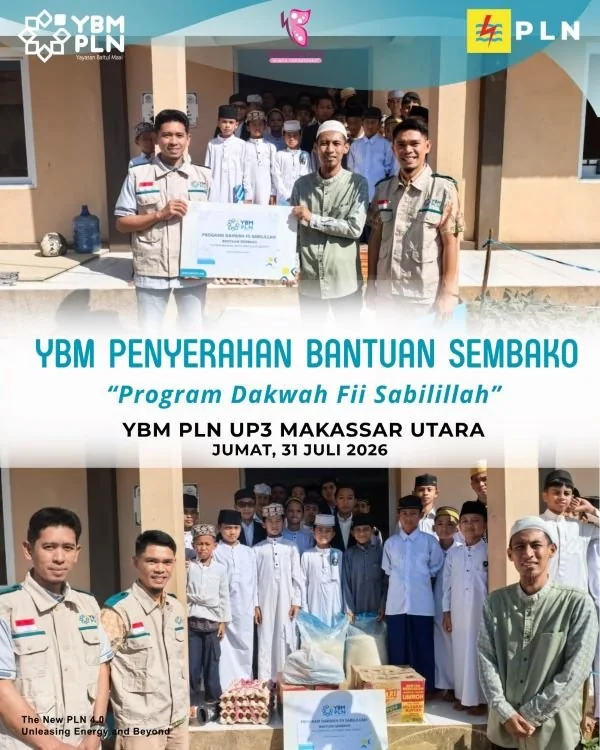 YBM PLN UP3 Makassar Utara Salurkan Bantuan Sembako untuk Pondok Pesantren. (Dok: Ist)