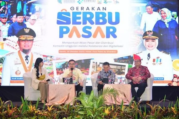 Sekretaris Daerah Provinsi Sulsel Jufri Rahman, saat menjadi narasumber talkshow di kegiatan Serbu Pasar (dok. Ist)