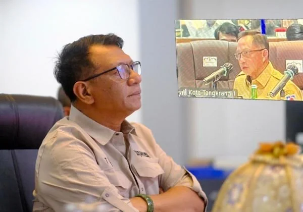 Sekda Kabupaten Gowa, Andy Azis saat mengikuti Rapat Koordinasi Sekaligus Penyerahan Sertivikat Kepada Penerima Layanan PBG yang dilaksanakan oleh Kementerian Dalam Negeri dan Kementerian Perumahan (Dok : Ist).