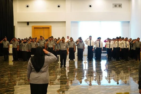 Apel pagi bersama di Aula Pancasila Kanwil Kemenkum Sulsel (Dok : Ist).