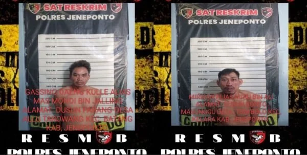 Terduga pelaku Mirwan alias Miru’ dan Gassing Dg. Kulle alias Mas Mondi. (Dok: Ist)