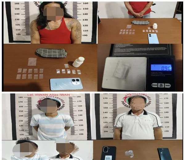 Herli, I dan MR saat diamankan Tim Satnarkoba Polres Jeneponto. (Ist).