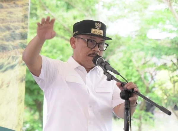 Gubernur Sulbar Suhardi Duka saat menghadiri Panen Raya Padi dan Pengumuman Swasembada Pangan Nasional bersama Presiden Republik Indonesia Prabowo Subianto secara daring (dok:ist)
