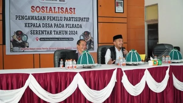 Bawaslu Lutim saat menggelar kegiatan sosialisasi pengawasan pemilu partisipatif pada Pilkada 2024 dengan melibatkan para Kepala Desa se Kabupaten Luwu Timur (Dok : Ist).