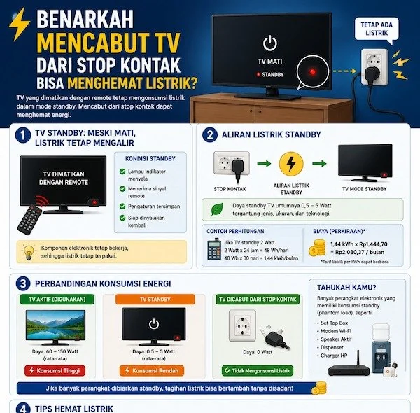 Benarkah Mencabut TV dari Stop Kontak Bisa Menghemat Listrik? Ini Faktanya