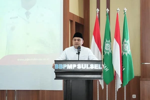 Walikota Makassar Munafri Arifuddin saat Memberikan Sambutan dalam Agenda Syawalan Pimpinan Daerah Muhammadiyah Makassar, (Dok: Ist).
