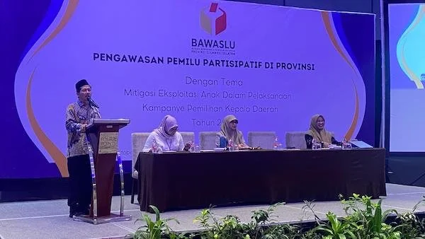 sosialisasi mitigasi eksploitasi anak dalam pelaksanaan kampanye pemilihan kepala daerah 2024 Bawaslu Sulse ( Dok: Atri KabarMakassar)