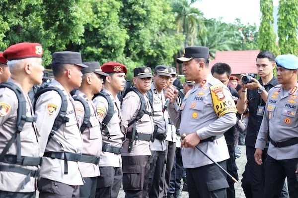 apel pemberangkatan BKO pengamanan Pilkada oleh Polda Sulsel (dok:Ist)