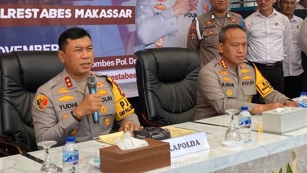 Konferensi pers Polda Sulsel terkait pengungkapan kasus dugaan Tipikor di Bank milik BUMN (Dok: Atri KabarMakassar).