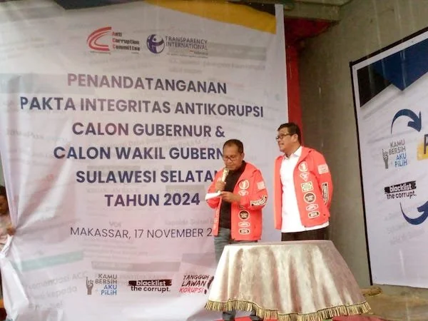 Pasangan Cagub Sulsel DIA dalam penandatanganan Pakta Inegritas oleh ACC Sulawesi (dok ist)