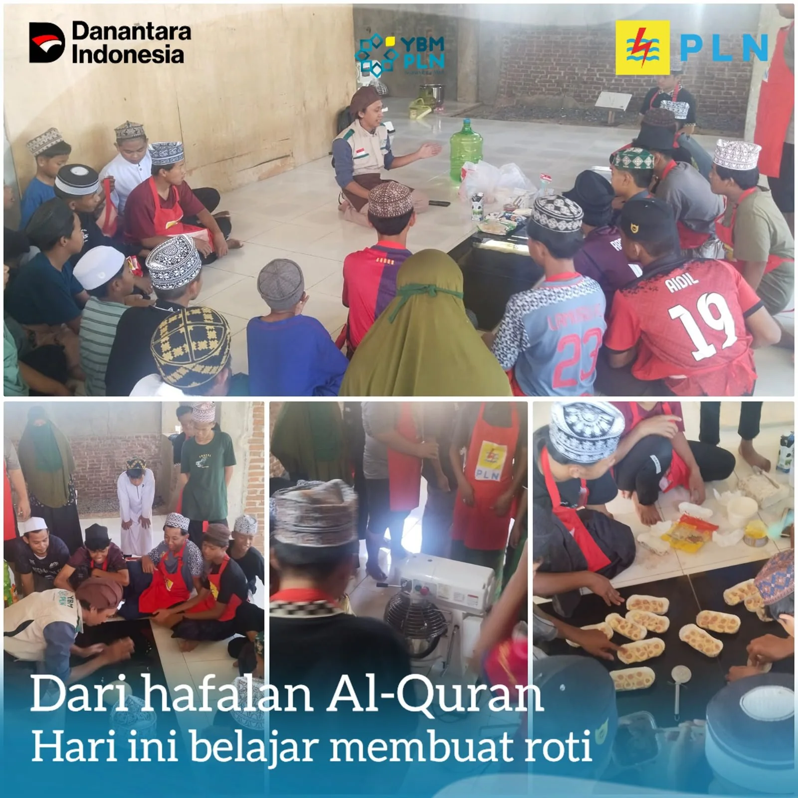 YBM PLN Pinrang perkenalkan keterampilan membuat roti kepada santri (Dok: Ist)