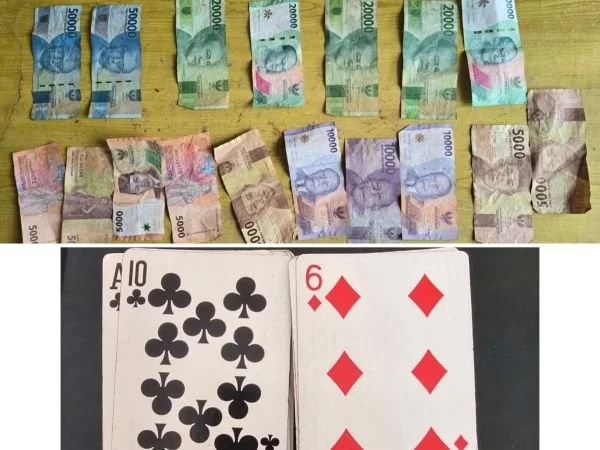 Barang bukti hasil judi remi (Dok : ist).