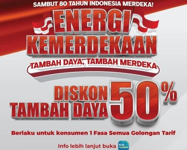 PLN Hadirkan Diskon Tambah Daya 50% dalam Rangka HUT ke-80 RI (Dok : Ist).