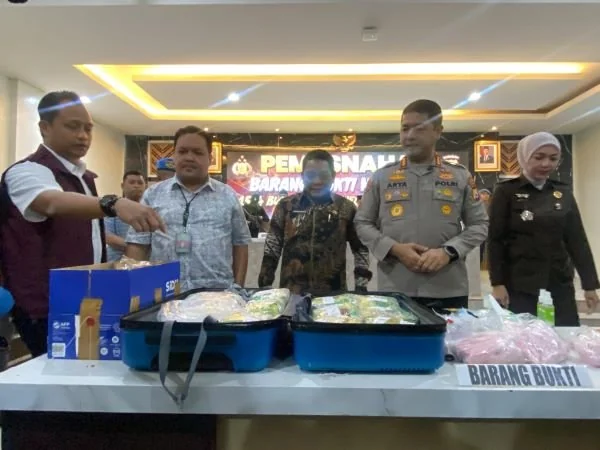 Pemusnahan narkotika di Mapolrestabes Makassar (Dok: Atri KabarMakassar).