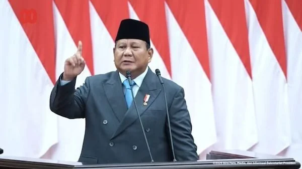 Tangkapan Layar Presiden Republik Indonesia Prabowo Subianto saat memberikan Sambutan, di Sidang Tahunan MPR, (Dok: Ist).
