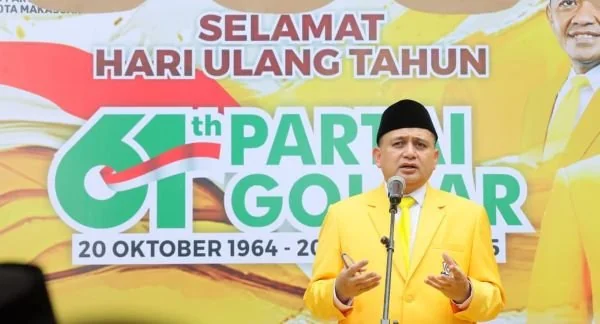 Ketua DPD II Partai Golkar Kota Makassar, Munafri Arifuddin saat Memberikan Arahan di Puncak HUT Golkar, (Dok: KabarMakassar).