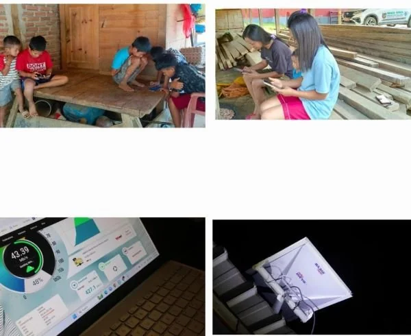 Warga saat menggunakan jaringan internet setelah di pasang (Dok : Ist).