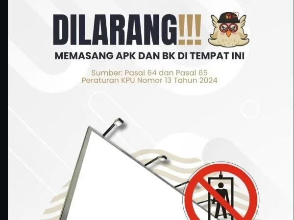 Ilustrasi Himbauan pemasangan APK di tempat umum oleh Bawaslu Bantaeng (Dok : Ist).