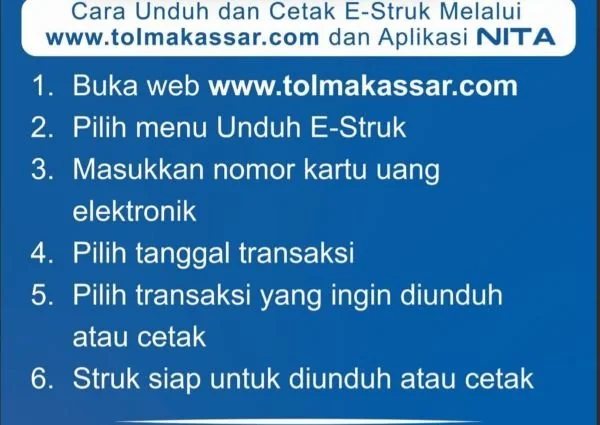Jalan Tol Makassar Terapkan Struk Digital Mulai 17 Agustus 2025 (Dok : Ist).