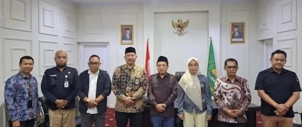 Komisioner KPU Sulsel saat bersilaturahim dengan jajaran Kemenag Sulsel untuk mengajak menyukseskan Pemilu 2024 di Makassar, Kamis (8/2) Foto IST