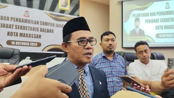Irwan Rusfiady Adnan usai resmi dilantik sebagai Pj Sekda Makassar, Jumat (16/10) (dok Hanifah KabarMakassar)