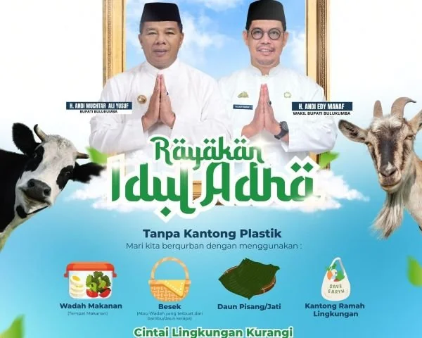 Bupati Bulukumba mengeluarkan Surat Edaran tentang Pelaksanaan Hari Raya Idul Adha 2025 Tanpa Sampah Plastik (Dok : Ist).