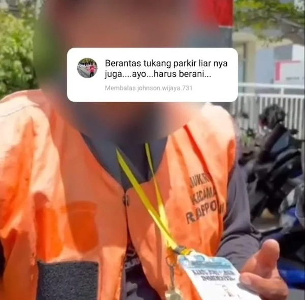 Tangkapan Layar Jukir yang Sedang di Ditemui Petugas (Dok: Ist).
