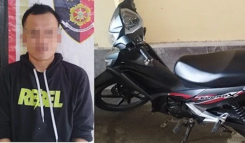 Pelaku Curanmor bersama barasang bukti yang berhasil diamankan Polisi(dok:ist)