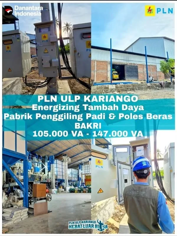 Dukung Industri Pangan Pinrang, PLN ULP Kariango Tambah Daya Pabrik Penggilingan Padi. (Dok: Ist)