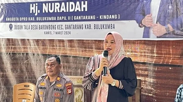 Legislator perempuan Hj Nuraidah saat reses di Kecamatan Gantarang, Kabupaten Bulukumba, Sulawesi Selatan.