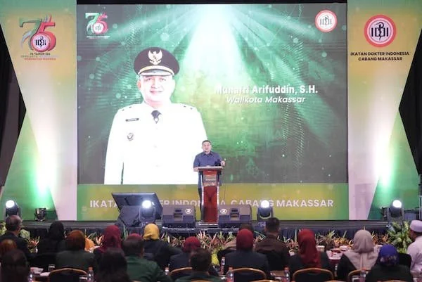 Wali Kota Makassar, Munafri Arifuddin saat Sambutan di Puncak Peringatan Hari Bakti Dokter Indonesia (HBDI) ke-75, (Dok: Ist).