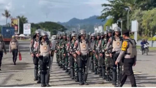 Latihan Dalmas bersama Kodim 1418 dan Polresta Mamuju (Dok : Ist).