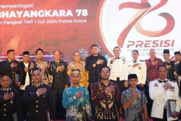 Bupati Gowa, Adnan Purichta Ichsan menghadiri Malam Ramah Tamah dalam rangka Peringatan Hari Ulang Tahun (HUT) Bhayangkara Ke-78 Tingkat Polres Gowa (Dok : ist).